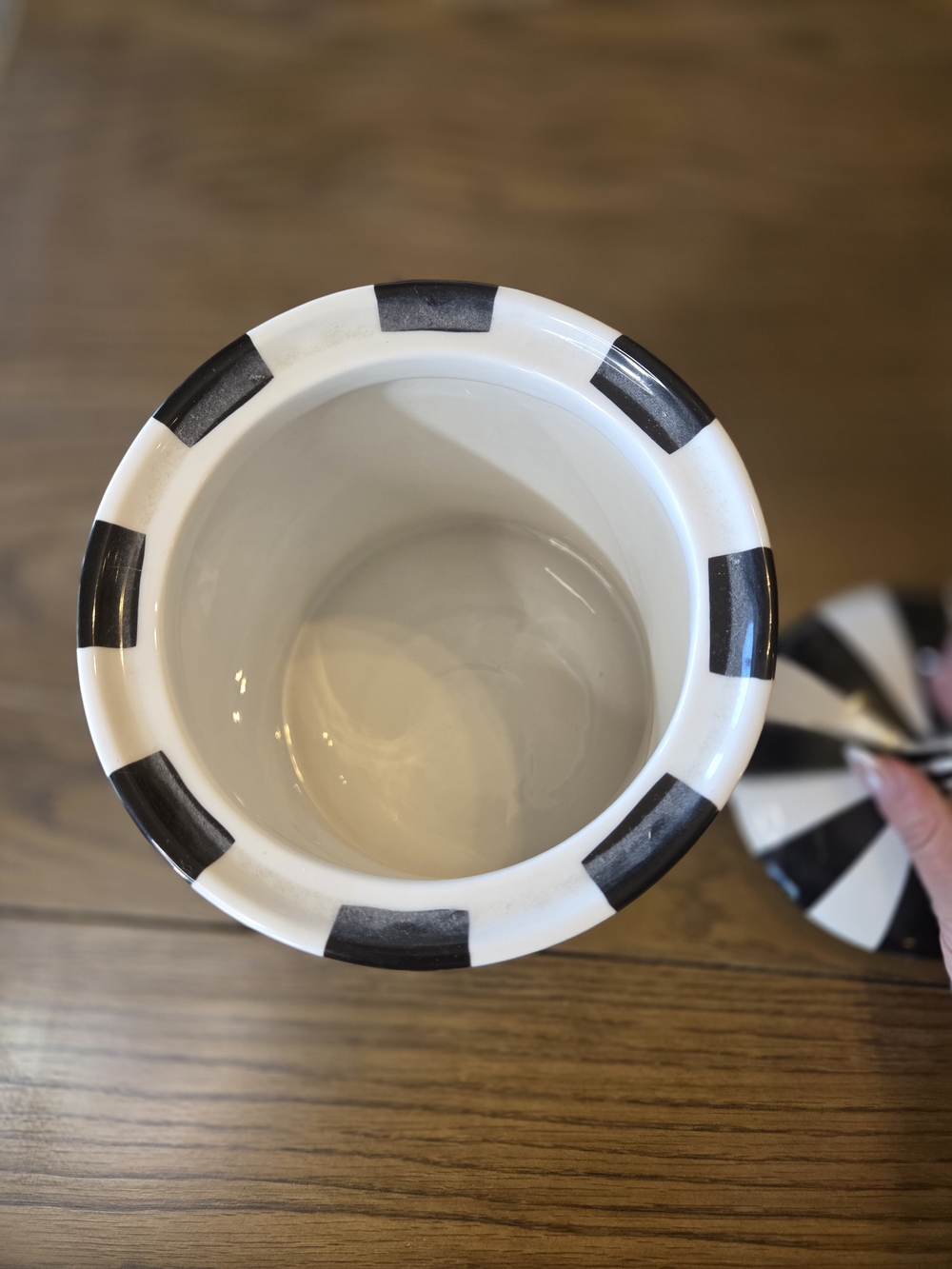 Jonathan Adler Black and White Striped 'White Lies' Canister - Picture 8 of 9